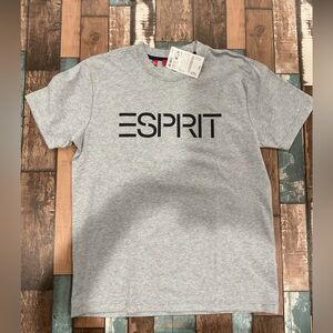 Esprit gray with black logo short sleeve shirt size small NWT